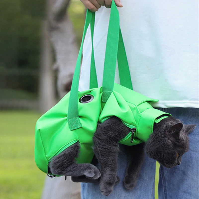 Pet Grooming Hammock Sling Restraint - ペット用グルーミングハンモック、猫・犬用爪切り固定具、テディベア型フック、給餌用、引っかき防止グッズ、ペット用拘束バッグ、ペット用品