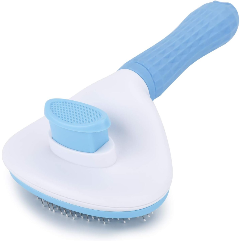 Slicker Brush Self Cleaning Pet Grooming - セルフクリーニングスリッカーブラシ、犬猫ウサギペットグルーミング抜け毛ブラシ - 簡単に抜け毛を取り除く、ペットマッサージツール