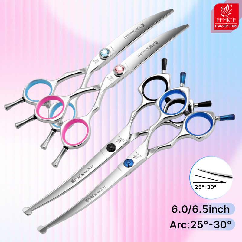 Professional Pet Grooming Scissors Curved - フェニチェ プロフェッショナル ドッグ グルーミング シザー カーブド