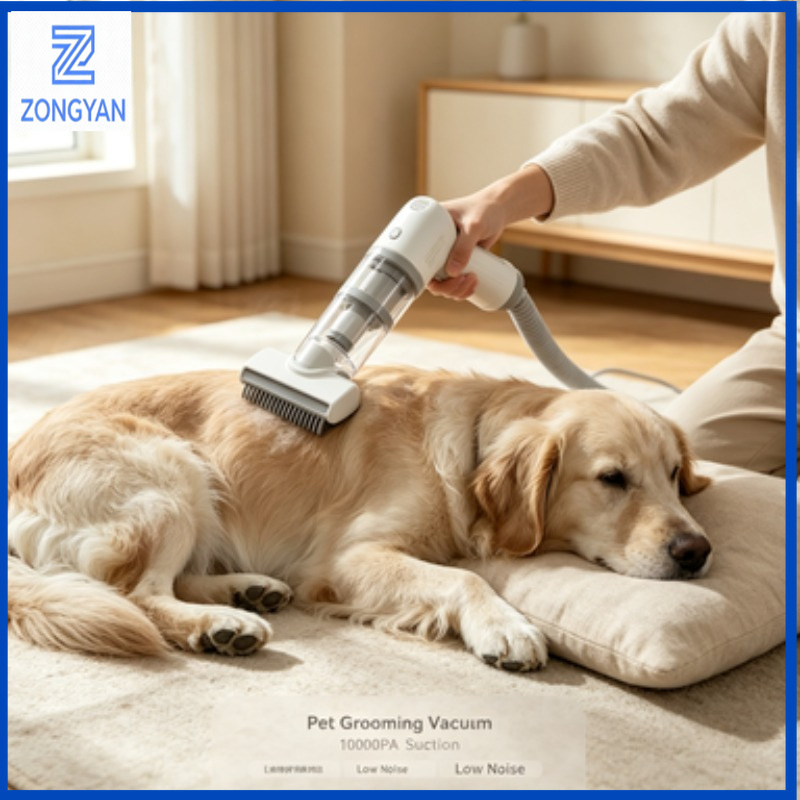 Pet Grooming Vacuum Suction Kit 5 In 1 - ZONGYAN ペット用グルーミング掃除機、コードレス、低騒音、ペットの毛取り、10000PAの吸引力、犬猫用ブラシキット、5in1ペット用毛取り掃除機