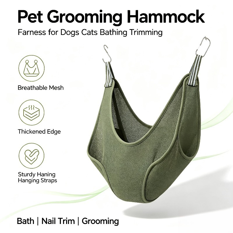 Pet Grooming Hammock Sling Restraint - 吊り下げ式ペットグルーミングハンモック 多目的ドッグスリング 締め付けバッグ 小型犬用入浴補助 ペットケア用
