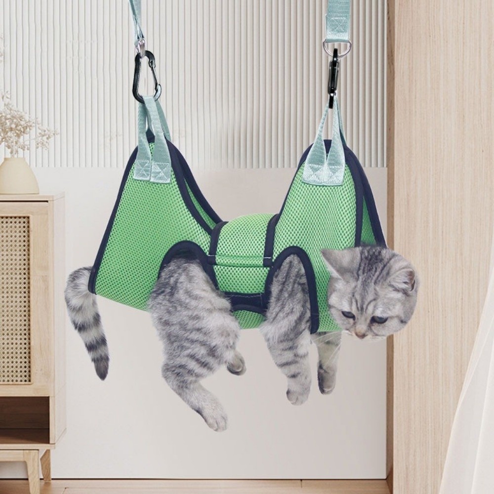 Pet Grooming Hammock Sling Restraint - 調整可能な犬用グルーミングハンモック。メッシュ素材で、猫の引っ掻き防止、ペットの爪切り時の安全確保、通気性に優れ、噛みつき防止。