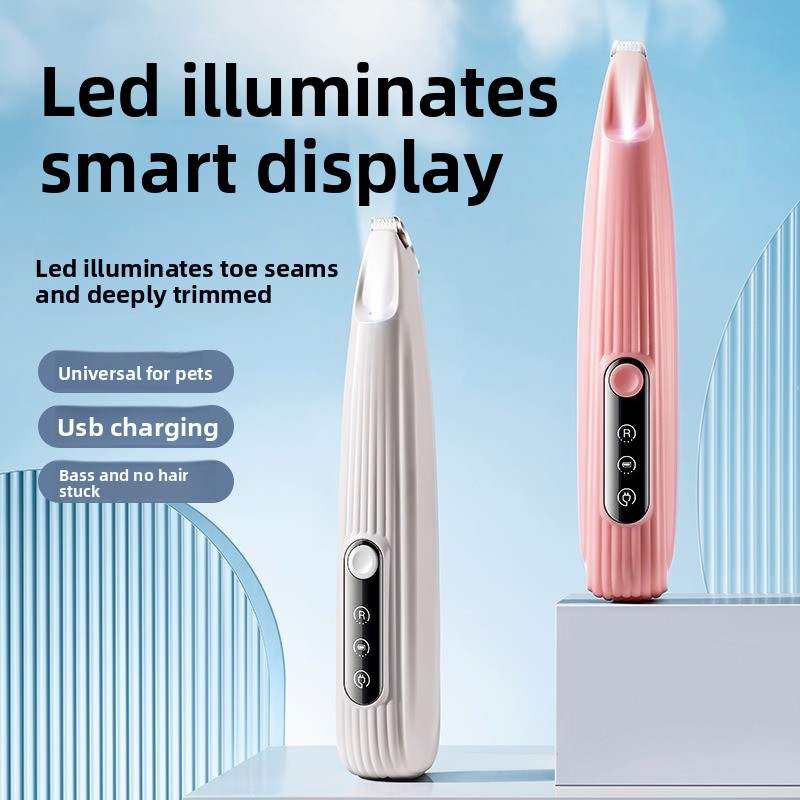Cordless Dog Clippers Low Noise Grooming - プロ用犬用バリカン＆LEDライトLCDディスプレイ搭載、18mm幅広刃、足裏トリミング用、低騒音コードレスペットヘアトリマー