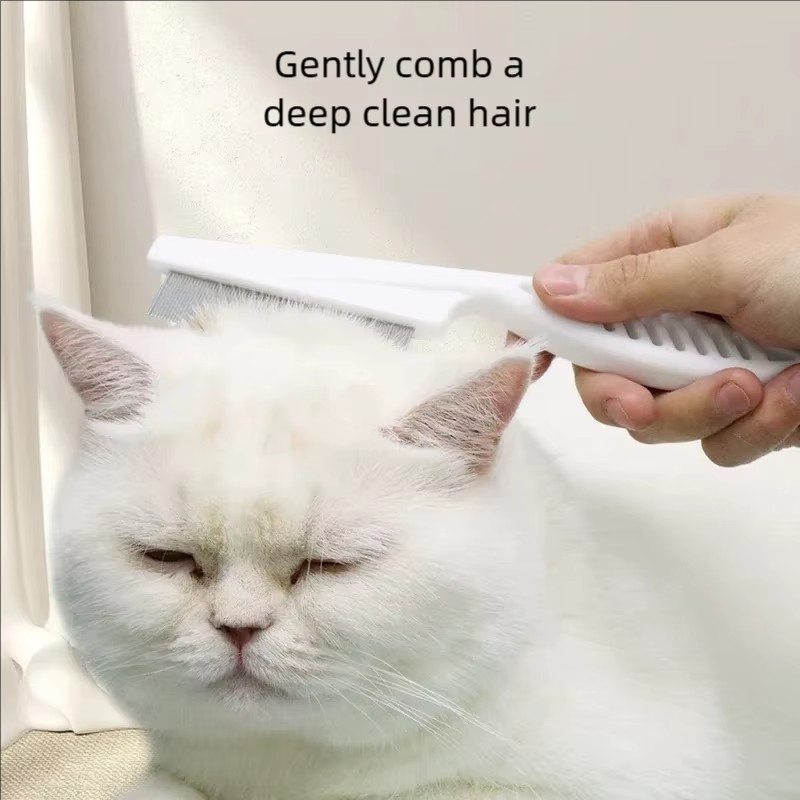 Flea Comb Fine Tooth Pet Tear Stain - 1個入り ペット用 泣きジミ・ノミ取りコーム 細かい歯のステンレス製グルーミングコーム 犬猫用 目や顔の毛やゴミを取り除く