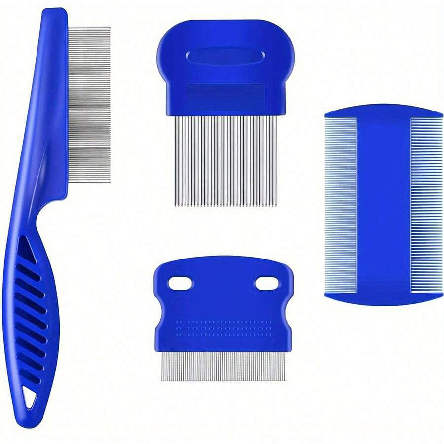 Flea Comb Fine Tooth Pet Tear Stain - 4本セット/6本セット ペット用コーム、ノミ取りコーム、細かい歯の針状コーム、猫と犬用の涙染み取りコーム、あご用コーム、顔用コーム、ペット用コーム、針状コームセット