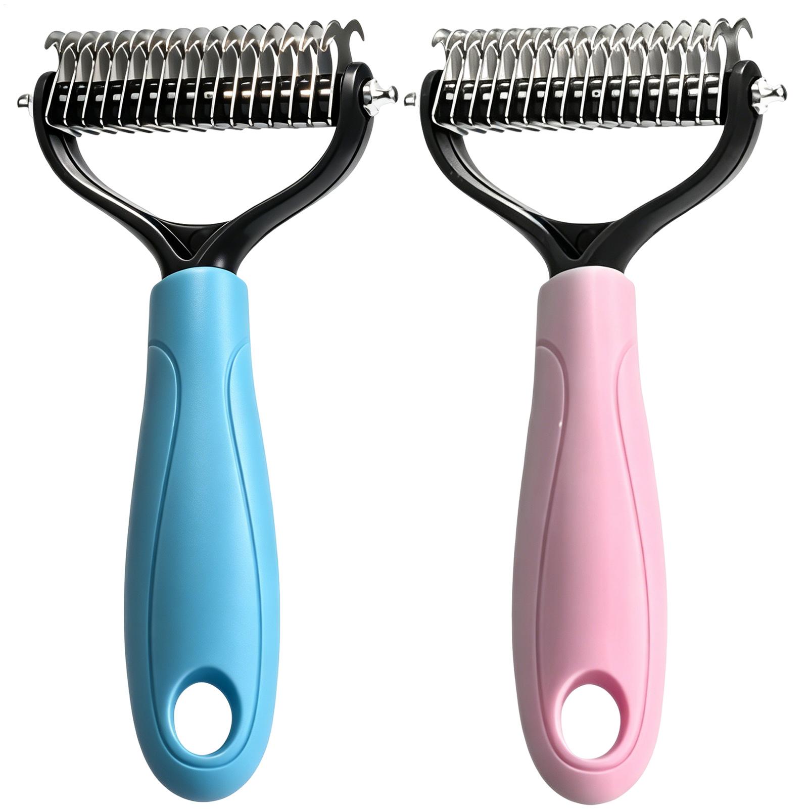 Undercoat Rake Dematting Tool Dog Shedding - 両面ペット抜け毛除去ブラシ 犬用アンダーコートレーキ 毛の抜け毛やもつれ解消用 犬用脱毛グルーミングツール ペットグルーミングツール