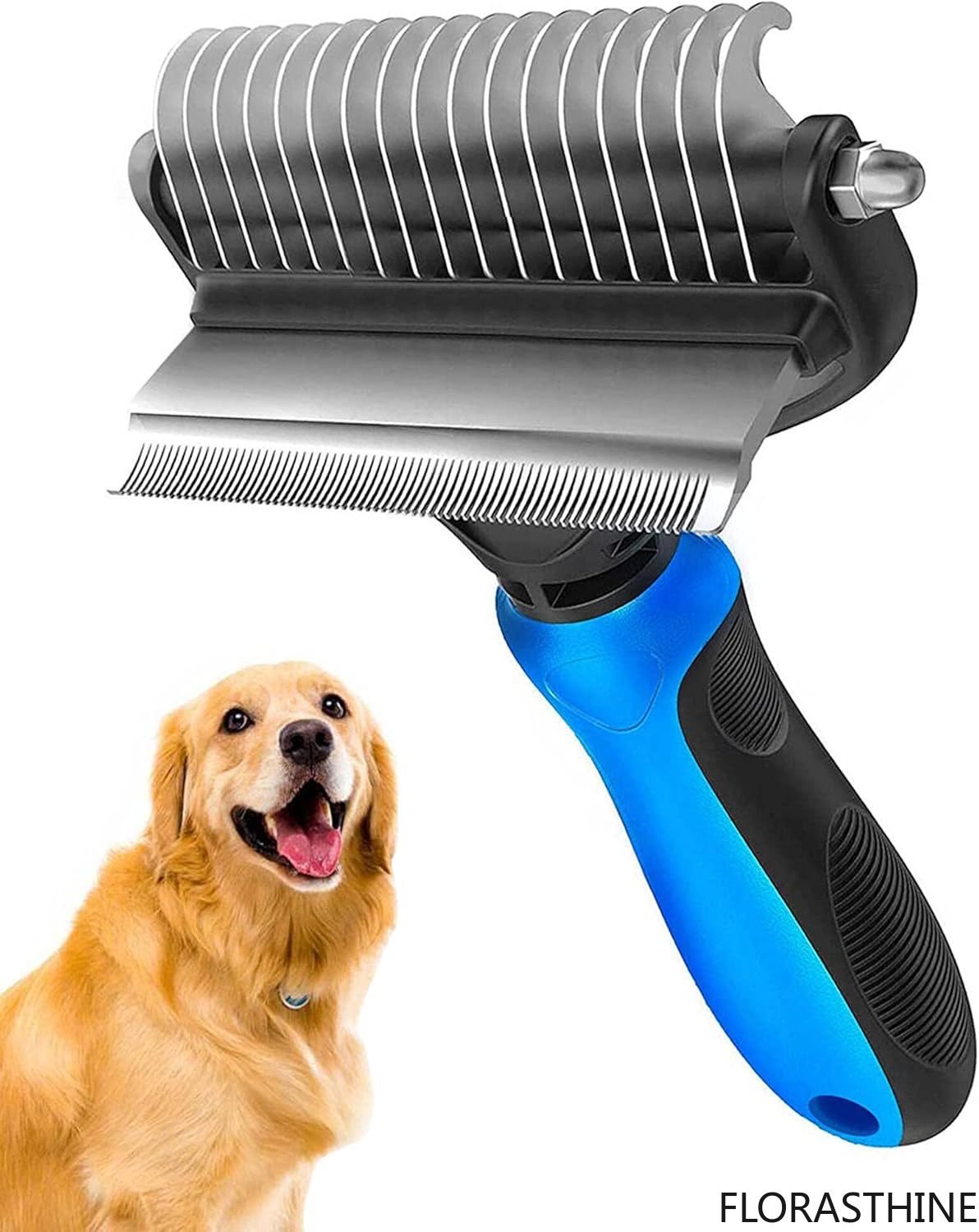 Undercoat Rake Dematting Tool Dog Shedding - ペットグルーミングブラシ、抜け毛取り用ドッグブラシ、3 in 1アンダーコートレーキ脱毛ツール（犬・ペット・猫用）、デマッティングコーム、ペット脱毛ブラシ