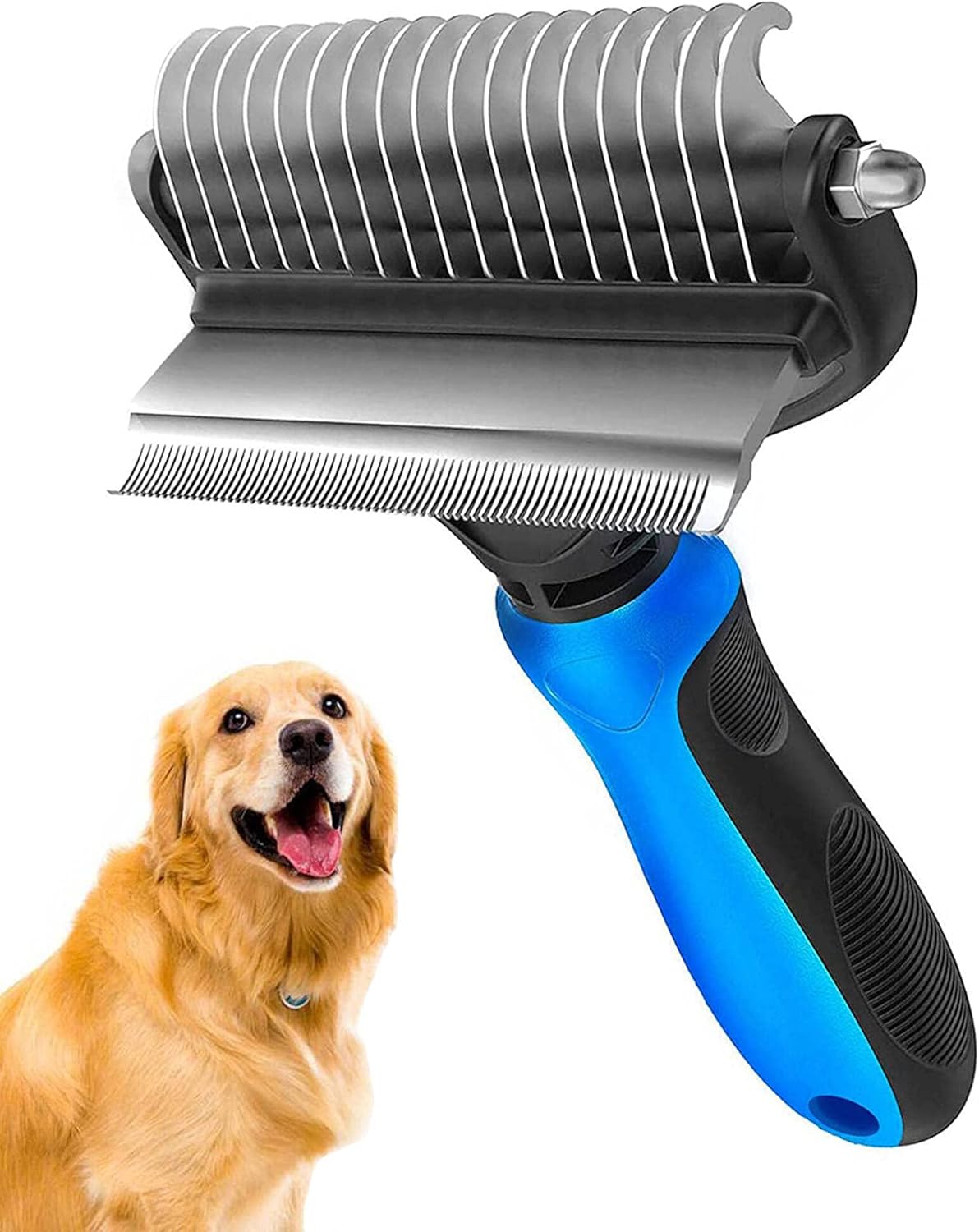 Undercoat Rake Dematting Tool Dog Shedding - ペット用グルーミングブラシ、抜け毛対策用ドッグブラシ、3in1アンダーコートレーキ、犬と猫用の抜け毛取りツール、ペット用毛玉取りコーム、ペット用抜け毛取り