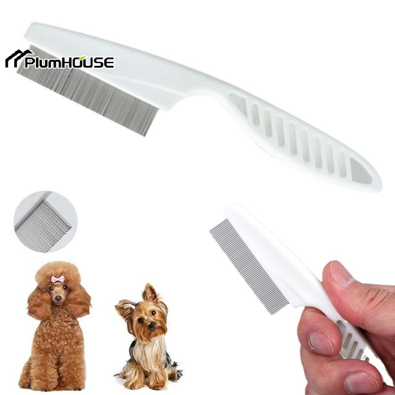 Flea Comb Fine Tooth Pet Tear Stain - ペット用、涙やけ除去、ノミ取り、細かい歯のステンレス製グルーミングコーム。犬や猫の目の周りや顔の毛、ゴミを取り除くのに最適。