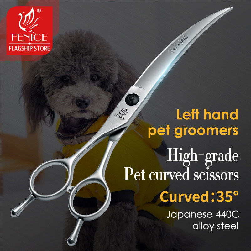Professional Pet Grooming Scissors Curved - Fenice-プロの犬のグルーミングツール,超湾曲,35 °,7/7,ペットのグルーミングはさみ,犬のグルーミングツール