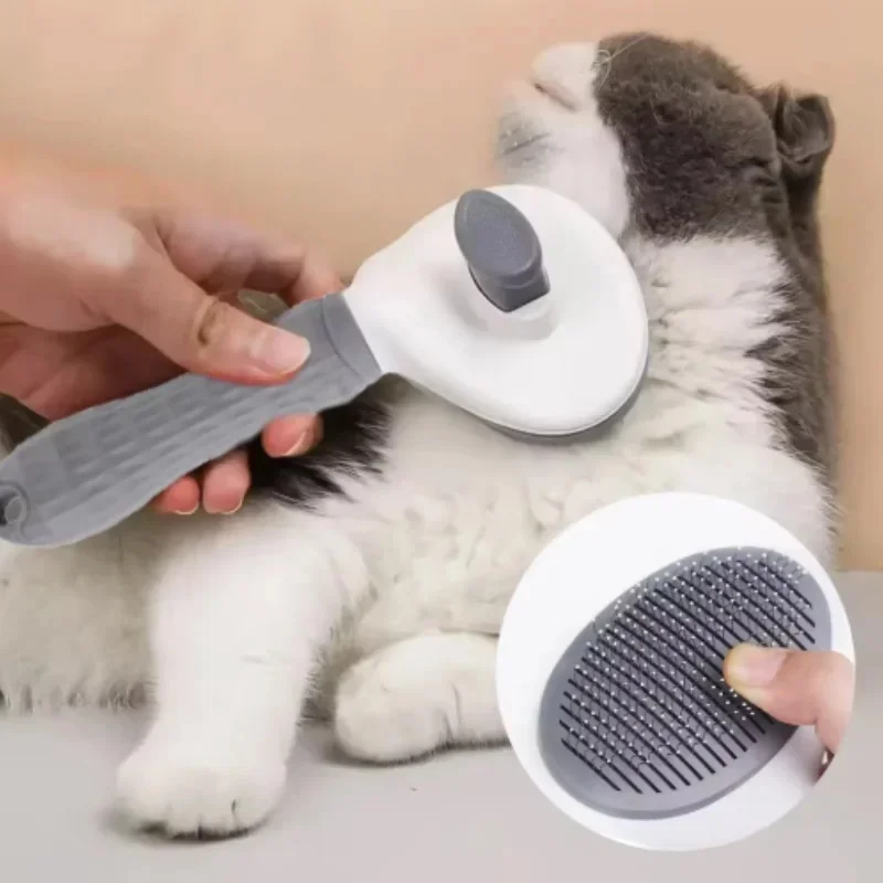 Slicker Brush Self Cleaning Pet Grooming - 犬や猫の抜け毛取り用、自動洗浄機能付きのペット用スリッカーブラシ、グルーミングツール、マッサージコーム