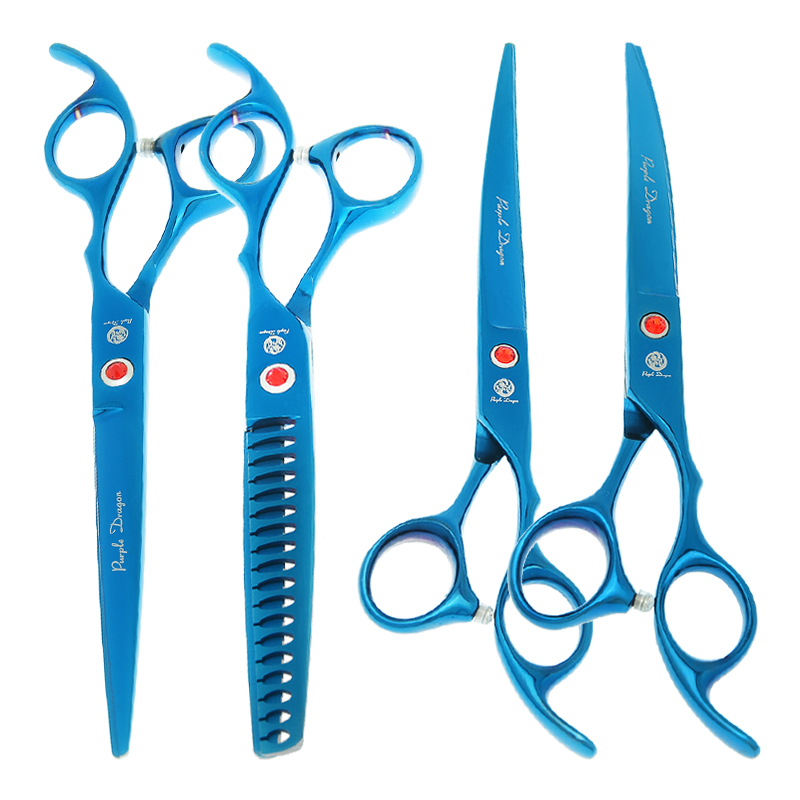Professional Pet Grooming Scissors Curved - 7.0インチ パープルドラゴン プロフェッショナル ペット用 猫用トリミングシザー 日本製鋼材製
