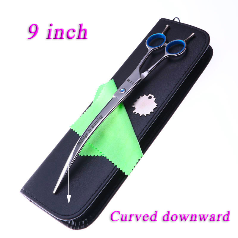 Professional Pet Grooming Scissors Curved - ペットはさみ 9 インチ下向き湾曲ペットグルーミングはさみプロのヘアカットはさみサロン理容室犬と猫を使用
