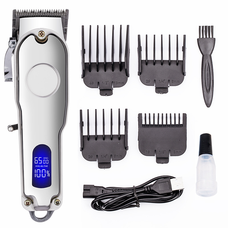 Cordless Dog Clippers Low Noise Grooming - ハイパワーのプロ用電動犬用バリカン、金属製ペットグルーミングトリマーおよびシェービングツール、低騒音、コード式/コードレス両用、厚い毛にも適しています。