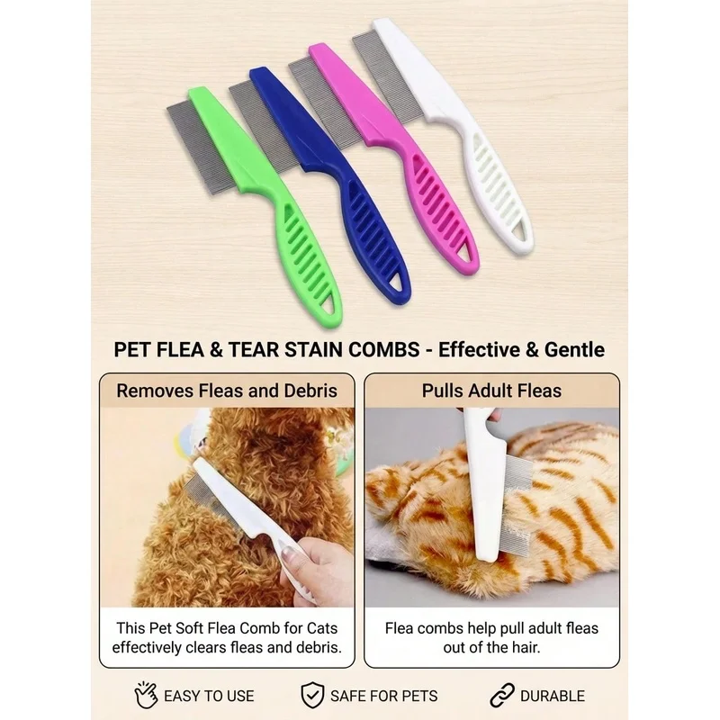 犬と猫の目の周りや顔の毛の汚れ、フケを取り除くための、細かい - Flea Comb Fine Tooth Pet Tear Stain のレビューと価格