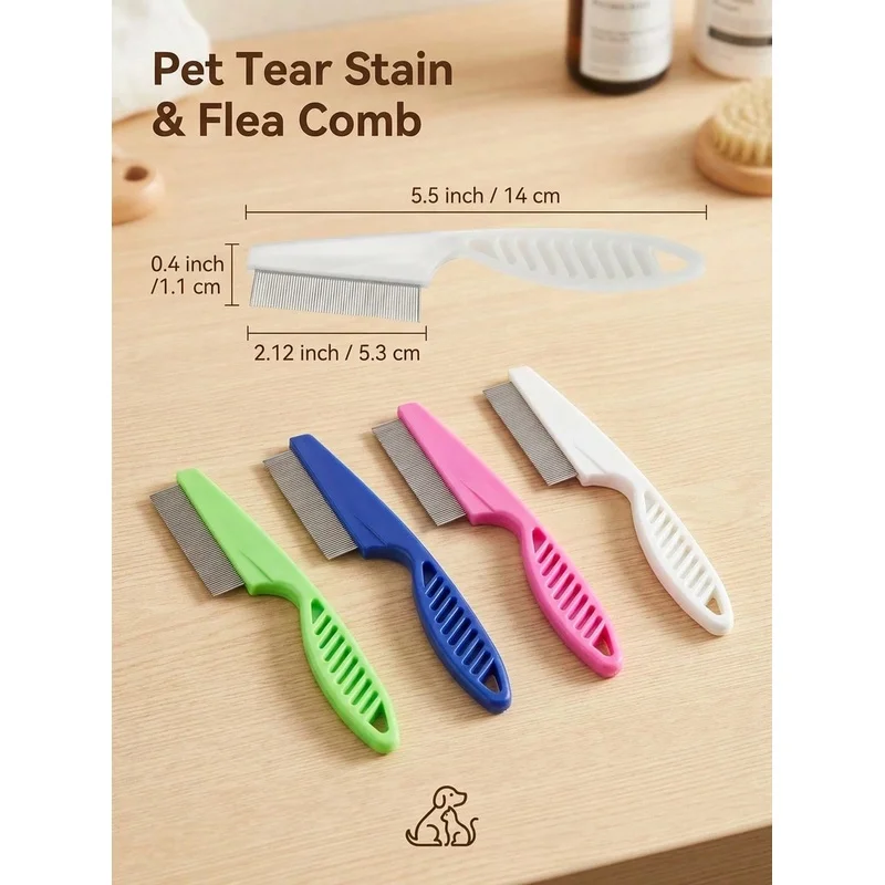 犬と猫の目の周りや顔の毛の汚れ、フケを取り除くための、細かい - Flea Comb Fine Tooth Pet Tear Stain のレビューと価格
