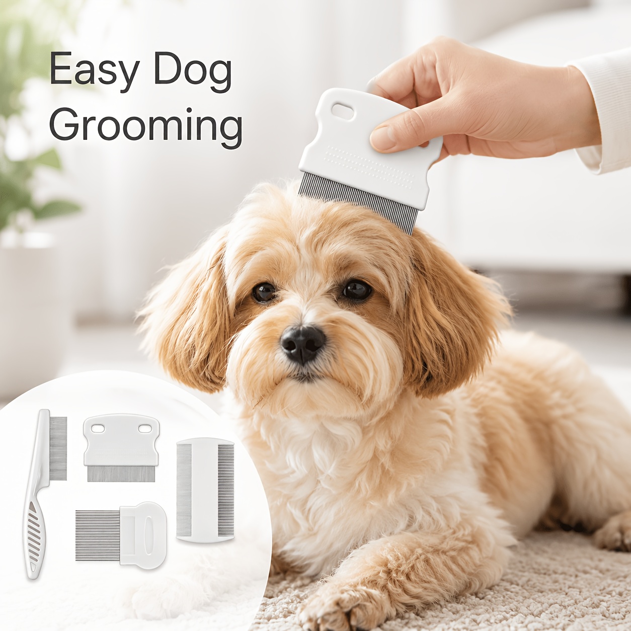 ペット用コーム4点セット：ノミ取りコーム、細かい歯のコーム、 - Flea Comb Fine Tooth Pet Tear Stain のレビューと価格