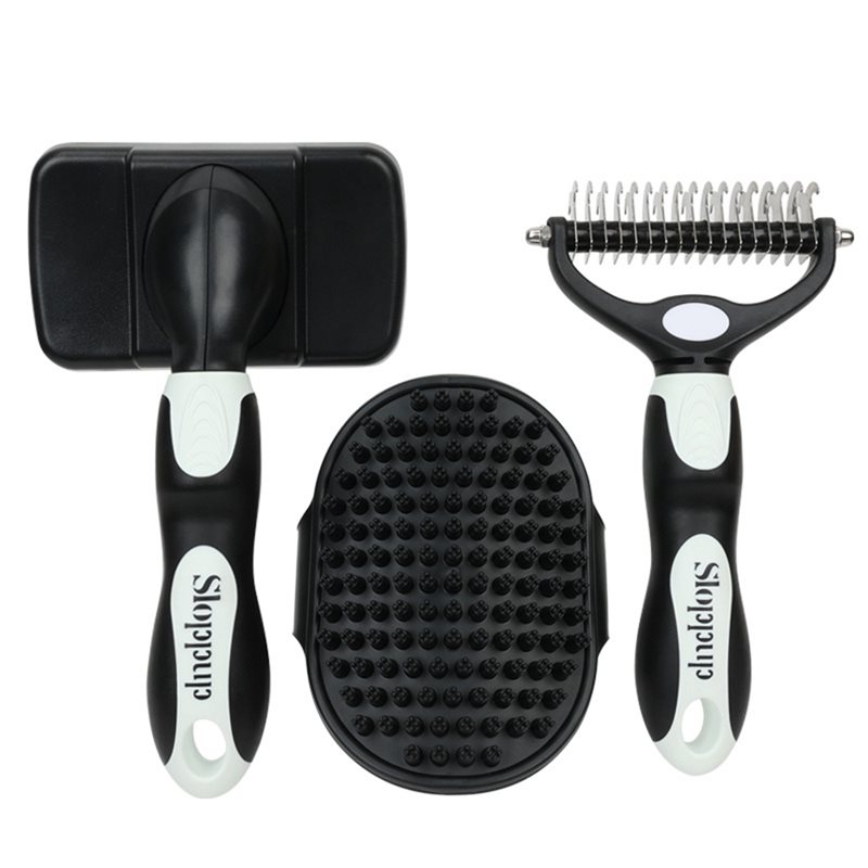 新入荷-犬、猫、馬用ペットグルーミングキット3点セット-スリ - Slicker Brush Self Cleaning Pet Grooming のレビューと価格