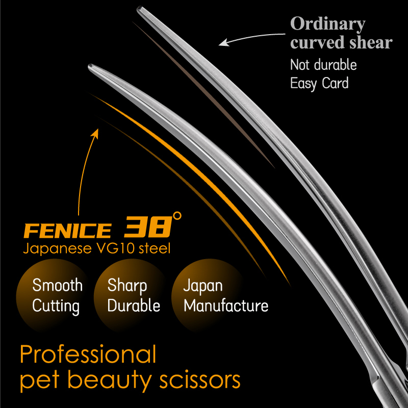 Fenice-プロの犬のグルーミングはさみ,湾曲した髪のため - Professional Pet Grooming Scissors Curved のレビューと価格