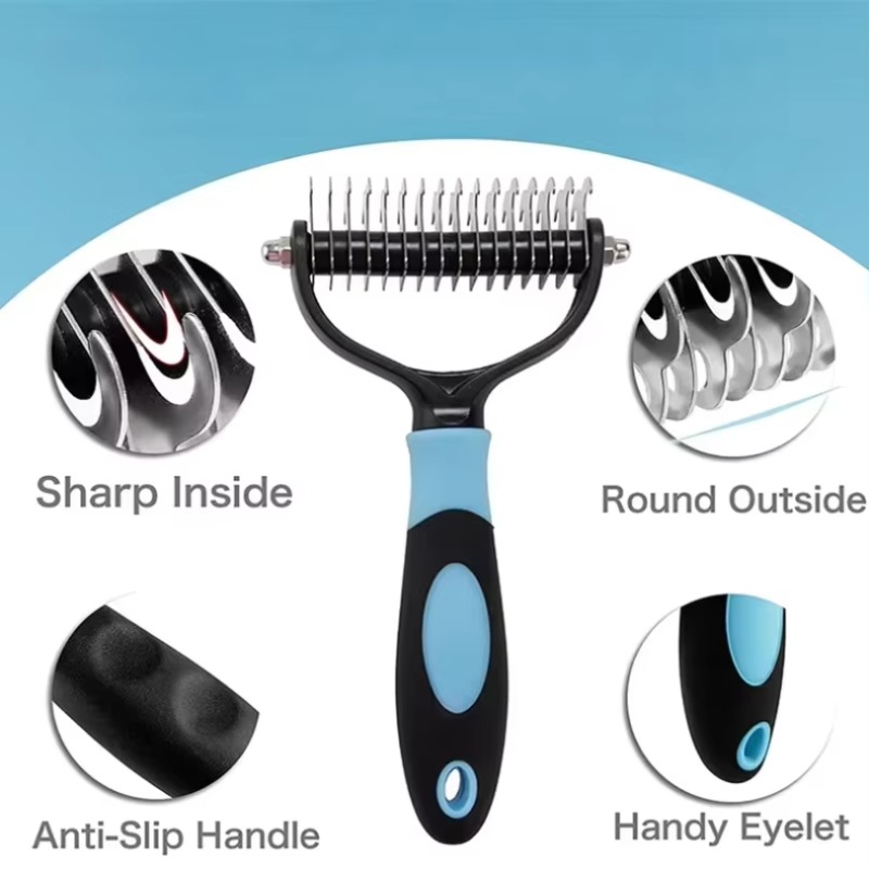 プロ仕様のペット用抜け毛取りブラシ。両面仕様で、犬や猫の毛玉 - Undercoat Rake Dematting Tool Dog Shedding のレビューと価格
