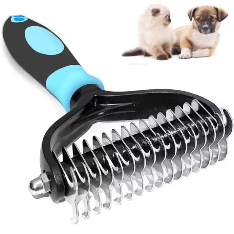 プロ仕様のペット用抜け毛取りブラシ。両面仕様で、犬や猫の毛玉 - Undercoat Rake Dematting Tool Dog Shedding のレビューと価格