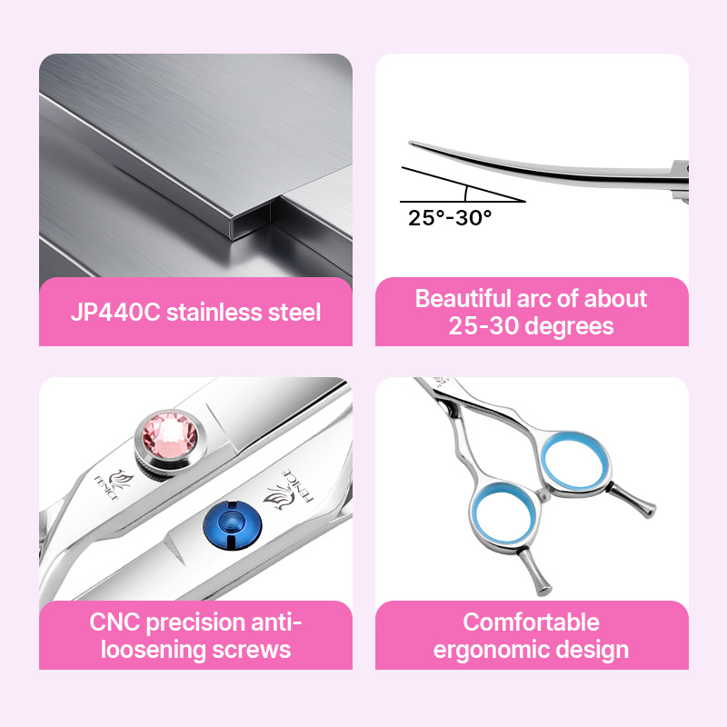 フェニチェ プロフェッショナル ドッグ グルーミング シザー - Professional Pet Grooming Scissors Curved のレビューと価格