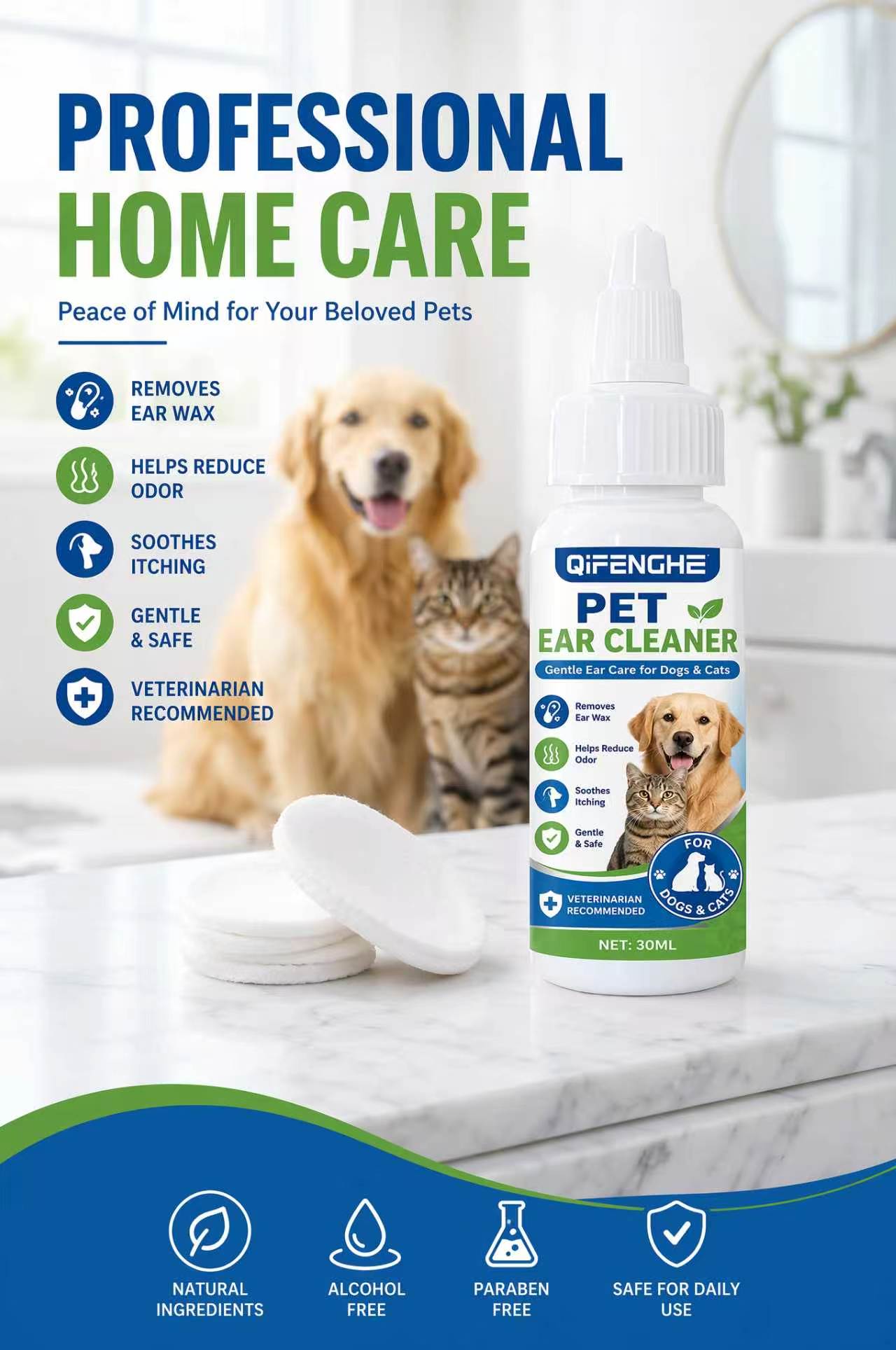 犬と猫用の30mlペット耳洗浄液、穏やかな耳洗浄剤で耳垢を除 - Dog Ear Cleaner Solution Drops Wash のレビューと価格