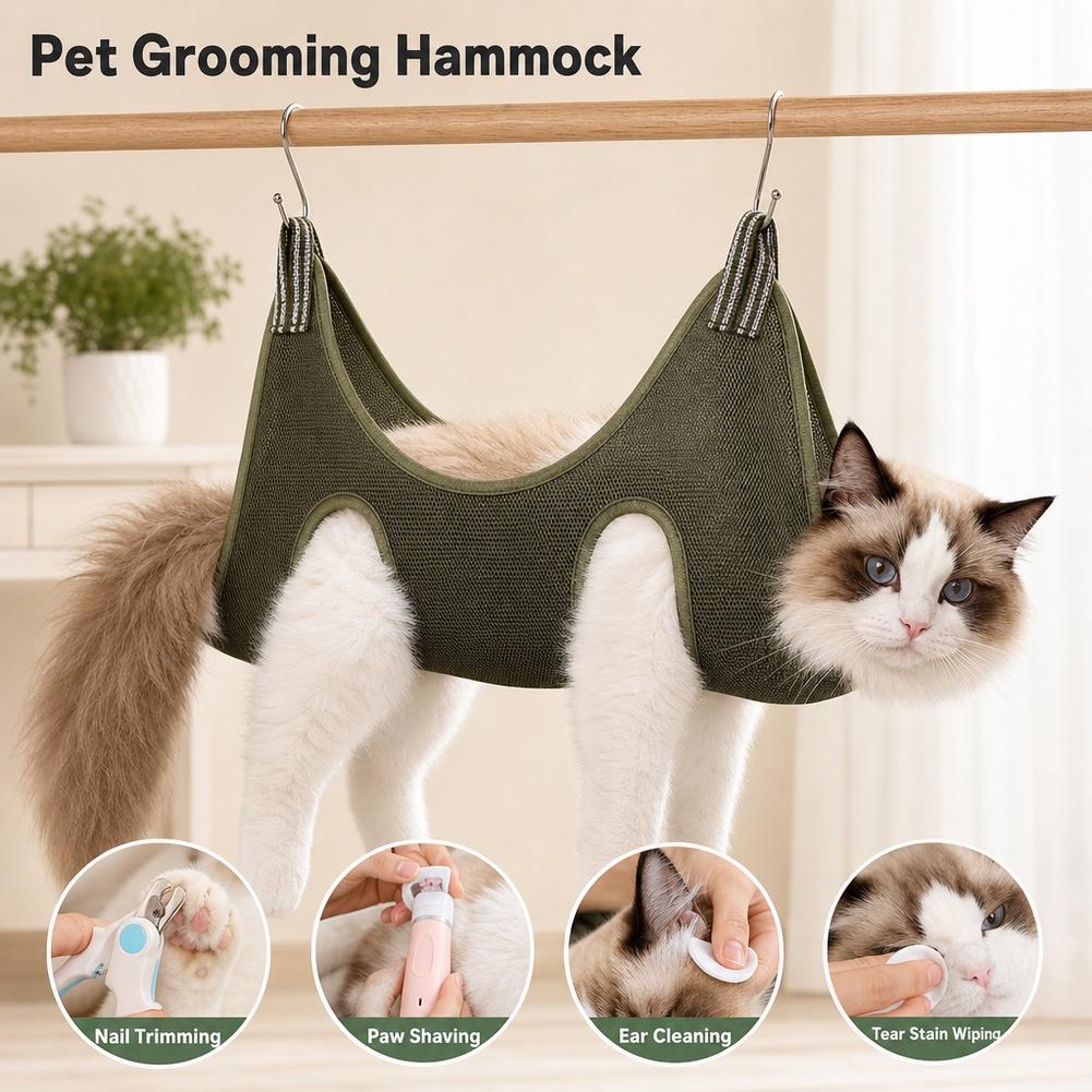 ペット用グルーミングハンモックハーネス。小型犬用のハンモック - Pet Grooming Hammock Sling Restraint のレビューと価格