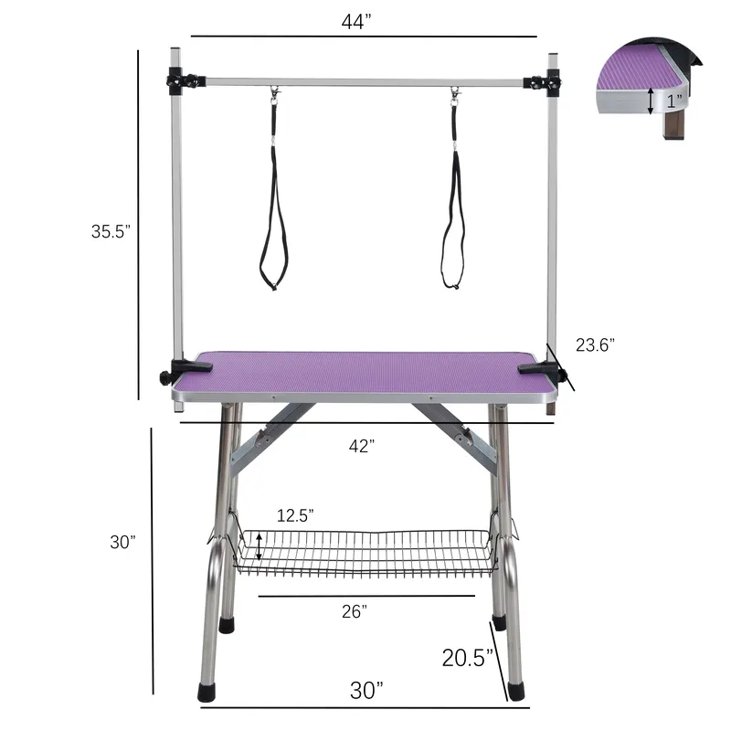 42インチ折りたたみ式ペットグルーミングテーブル、ステンレス - Folding Pet Grooming Table Arm Clamp のレビューと価格