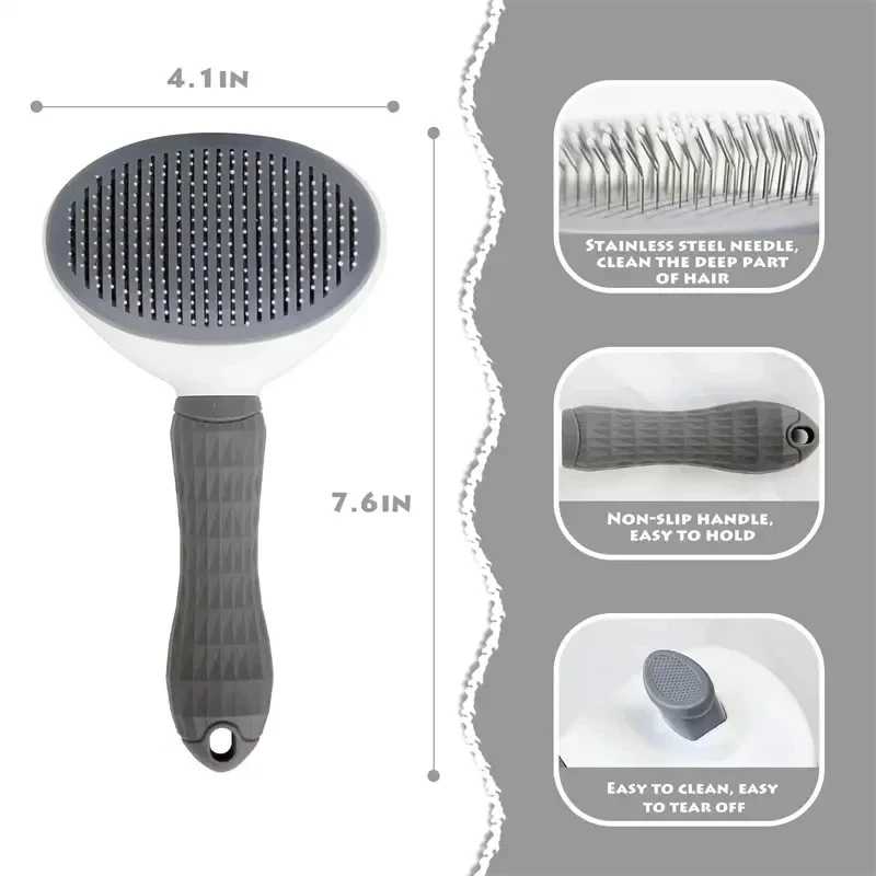 セルフクリーニングペットヘアリムーバーコーム、猫用スリッカー - Slicker Brush Self Cleaning Pet Grooming のレビューと価格