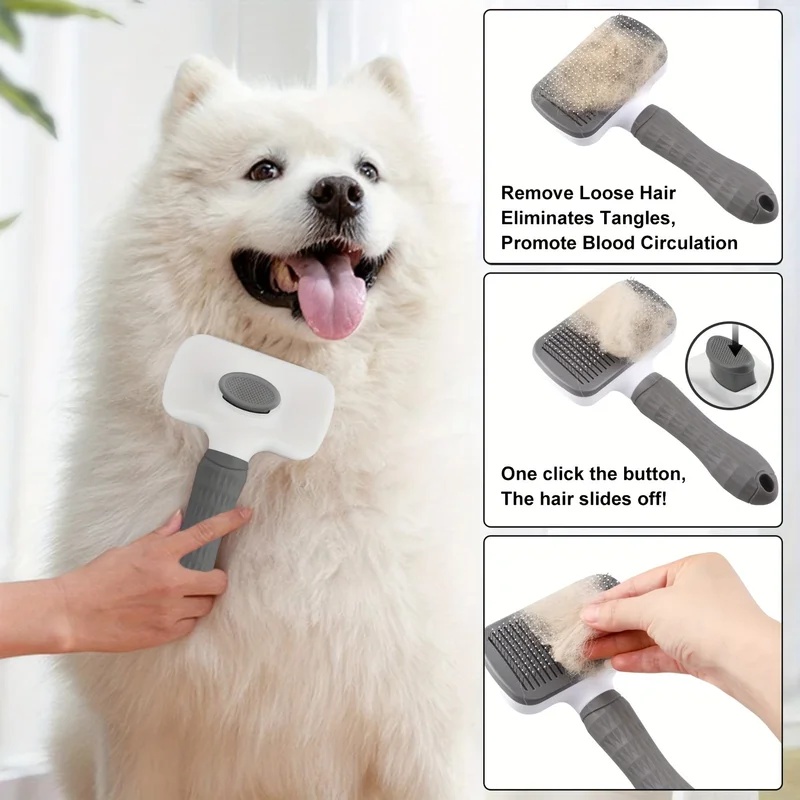 セルフクリーニングペットヘアリムーブコーム 猫用スリッカーブ - Slicker Brush Self Cleaning Pet Grooming のレビューと価格