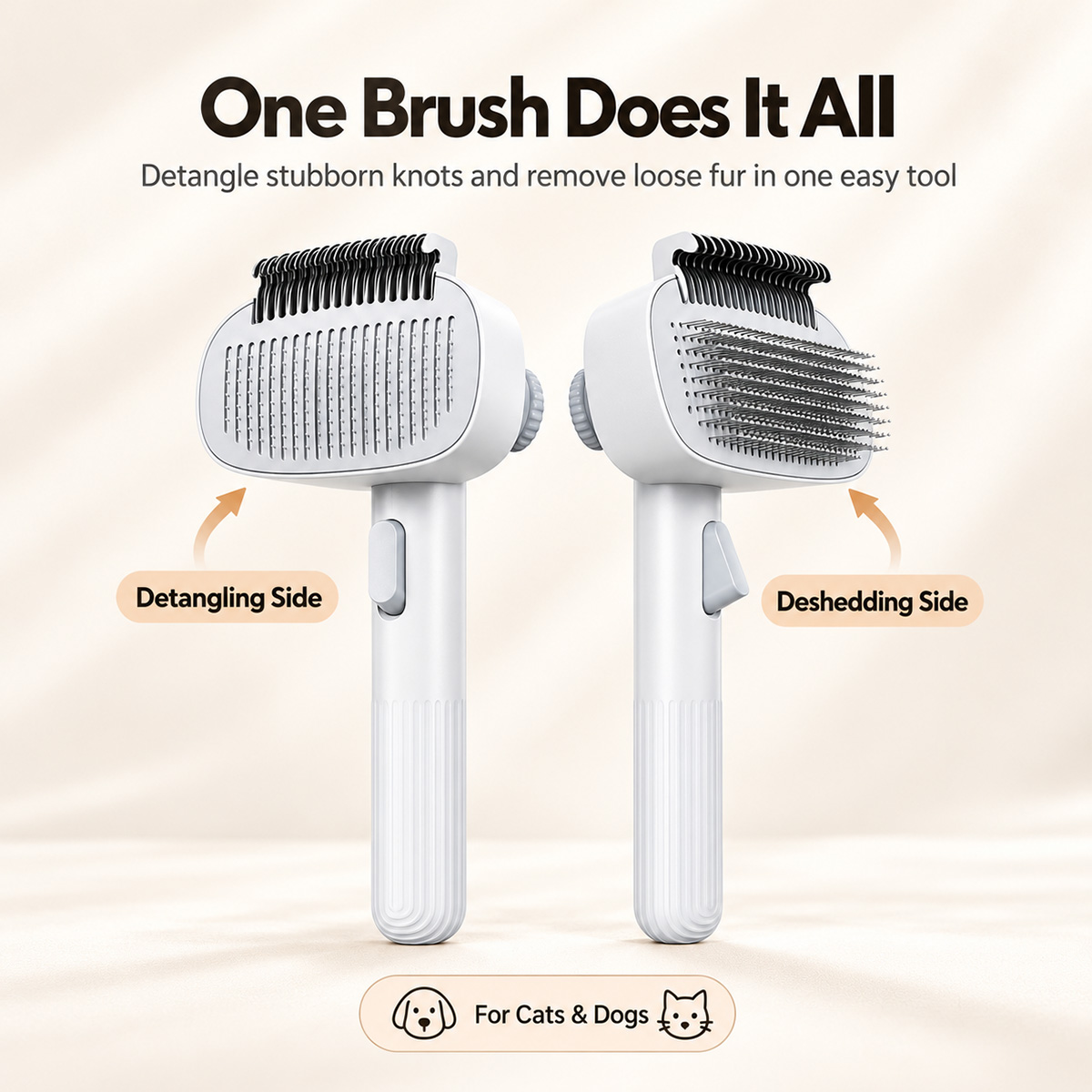 1個入り、2WAY仕様のペット用グルーミングブラシ。自己洗浄 - Slicker Brush Self Cleaning Pet Grooming のレビューと価格