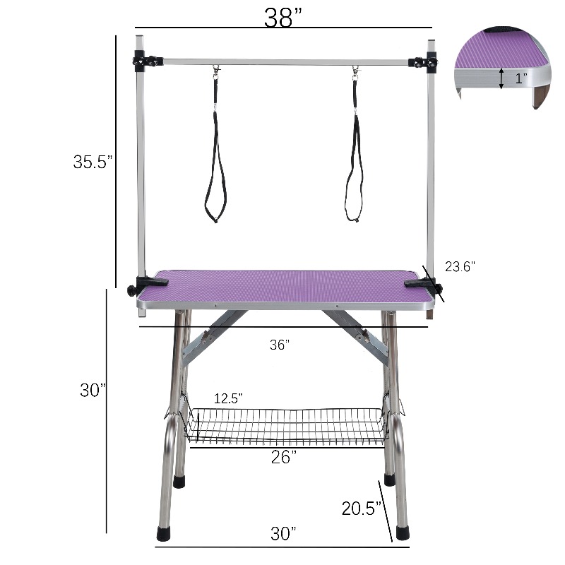 36インチ折りたたみ式ペットグルーミングテーブル、ステンレス - Folding Pet Grooming Table Arm Clamp のレビューと価格
