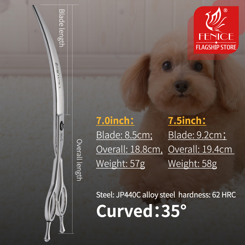 Fenice-プロの犬のグルーミングツール,超湾曲,35 ° - Professional Pet Grooming Scissors Curved のレビューと価格