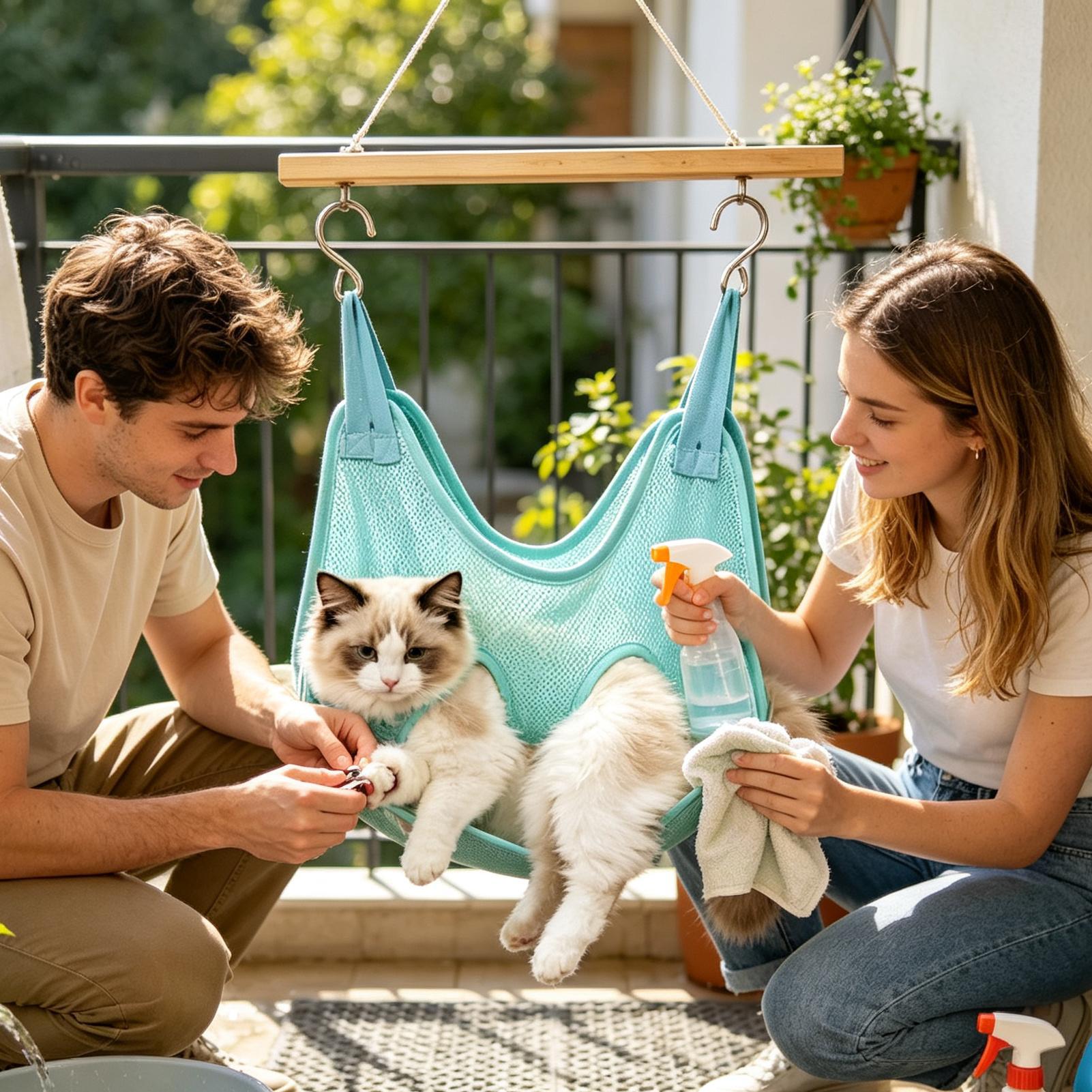 犬猫用グルーミングハンモック、丈夫なメッシュ素材の固定ハーネ - Pet Grooming Hammock Sling Restraint のレビューと価格