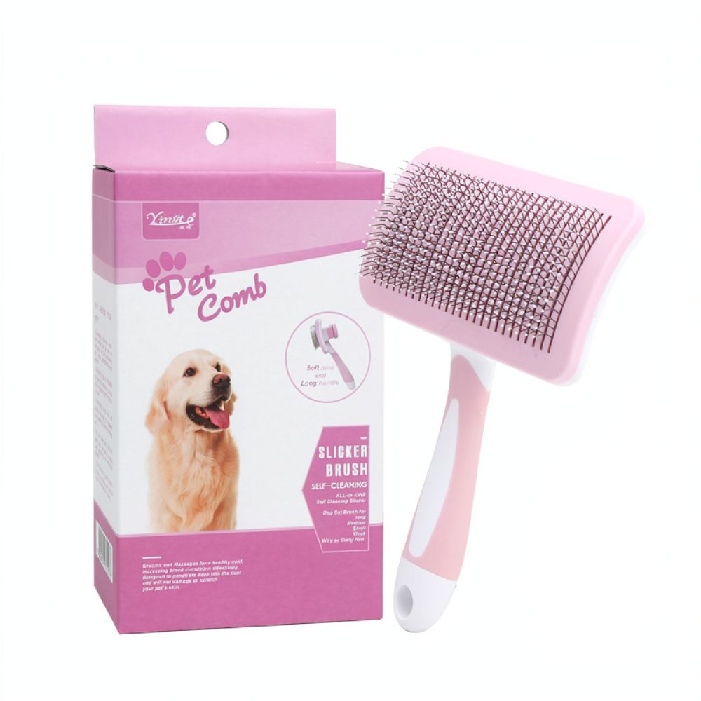 ペット用グルーミングブラシ、犬や猫の毛づくろいに最適。自己洗 - Slicker Brush Self Cleaning Pet Grooming のレビューと価格