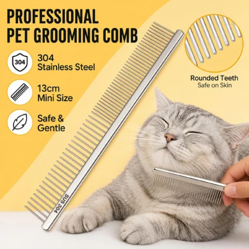 304ステンレス鋼ペットグルーミングコーム犬猫用ノミ取り櫛細 - Flea Comb Fine Tooth Pet Tear Stain のレビューと価格