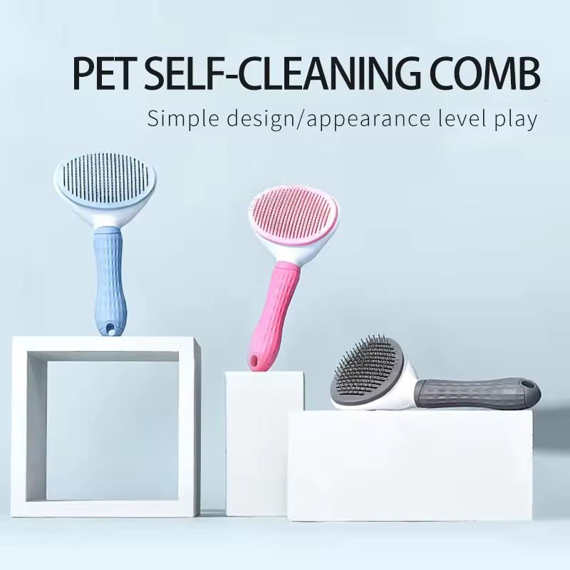 ペット用ワンボタン自動洗浄スリッカーブラシ、自動毛取り針状コ - Slicker Brush Self Cleaning Pet Grooming のレビューと価格