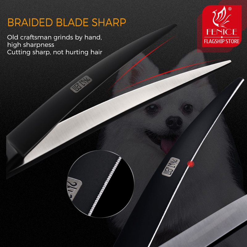 フェニーチェプロフェッショナル7インチカーブカット鋸歯状刃付 - Professional Pet Grooming Scissors Curved のレビューと価格