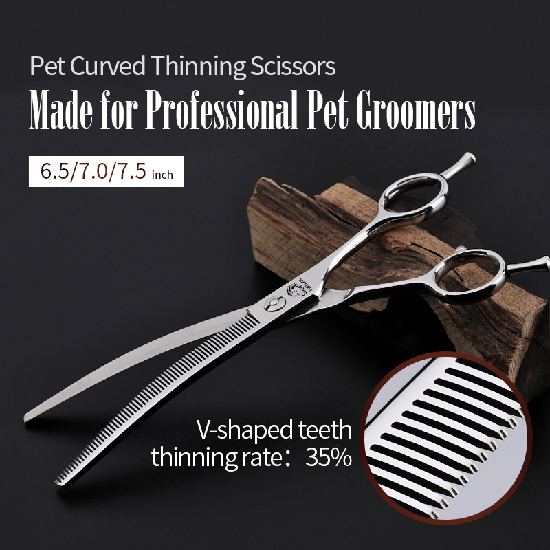 Fidrelion-プロのペットの圧力はさみ,6.5/7.0 - Professional Pet Grooming Scissors Curved のレビューと価格