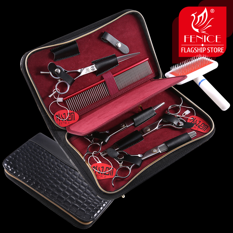 Fenice-プロのペット用グルーミングセット,6.5/7/ - Professional Pet Grooming Scissors Curved のレビューと価格