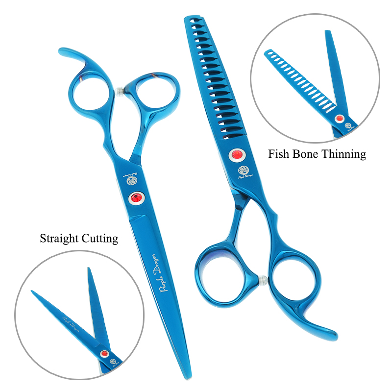 7.0インチ パープルドラゴン プロフェッショナル ペット用 - Professional Pet Grooming Scissors Curved のレビューと価格