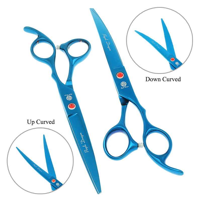 7.0インチ パープルドラゴン プロフェッショナル ペット用 - Professional Pet Grooming Scissors Curved のレビューと価格