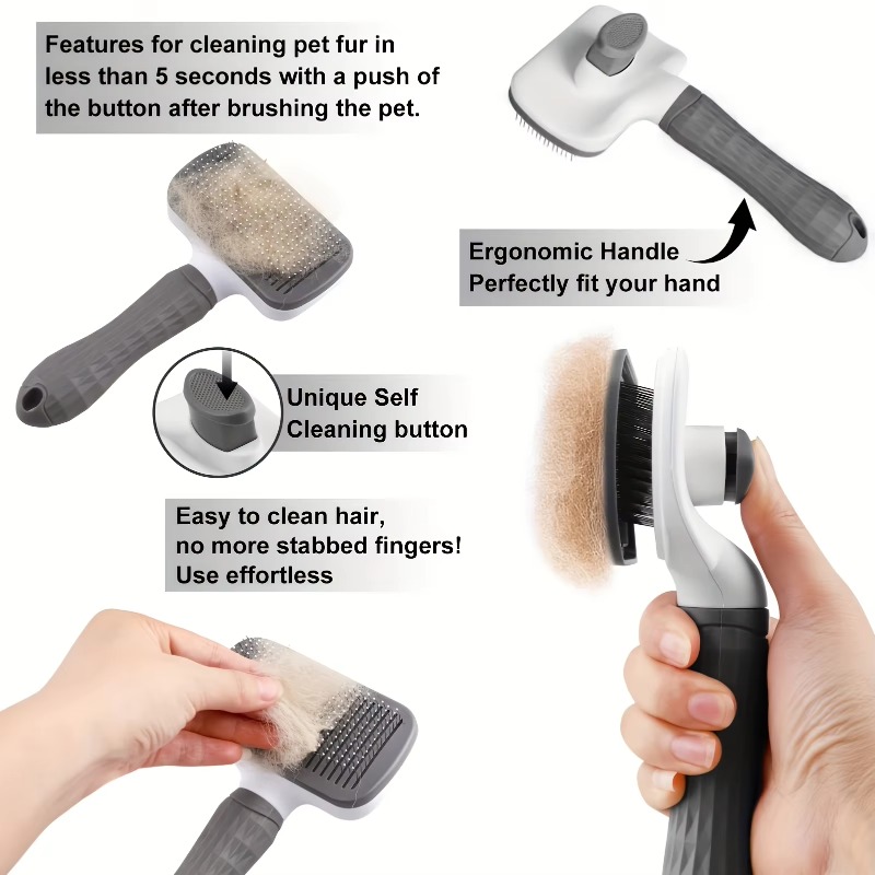 セルフクリーニング機能付きペット用グルーミングブラシ。ワンボ - Slicker Brush Self Cleaning Pet Grooming のレビューと価格