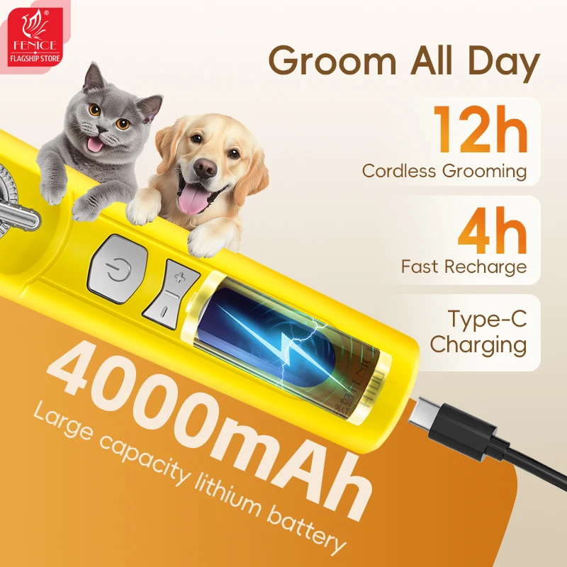 フェニーチェ H100 コードレス充電式低騒音ペットバリカン - Cordless Dog Clippers Low Noise Grooming のレビューと価格