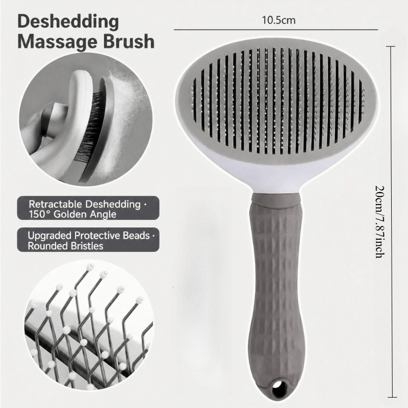 犬猫用グルーミングブラシ、マッサージビーズ付きのセルフクリー - Slicker Brush Self Cleaning Pet Grooming のレビューと価格