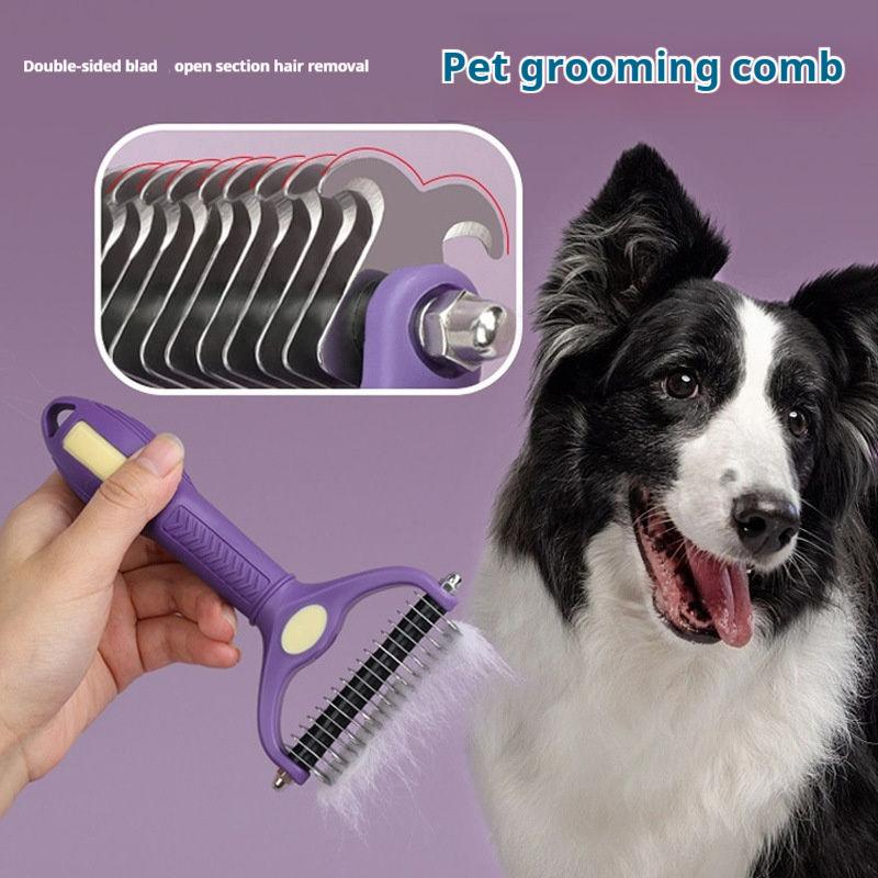 ペットグルーミングノットコーム、ペット抜け毛除去ブラシ、両面 - Undercoat Rake Dematting Tool Dog Shedding のレビューと価格