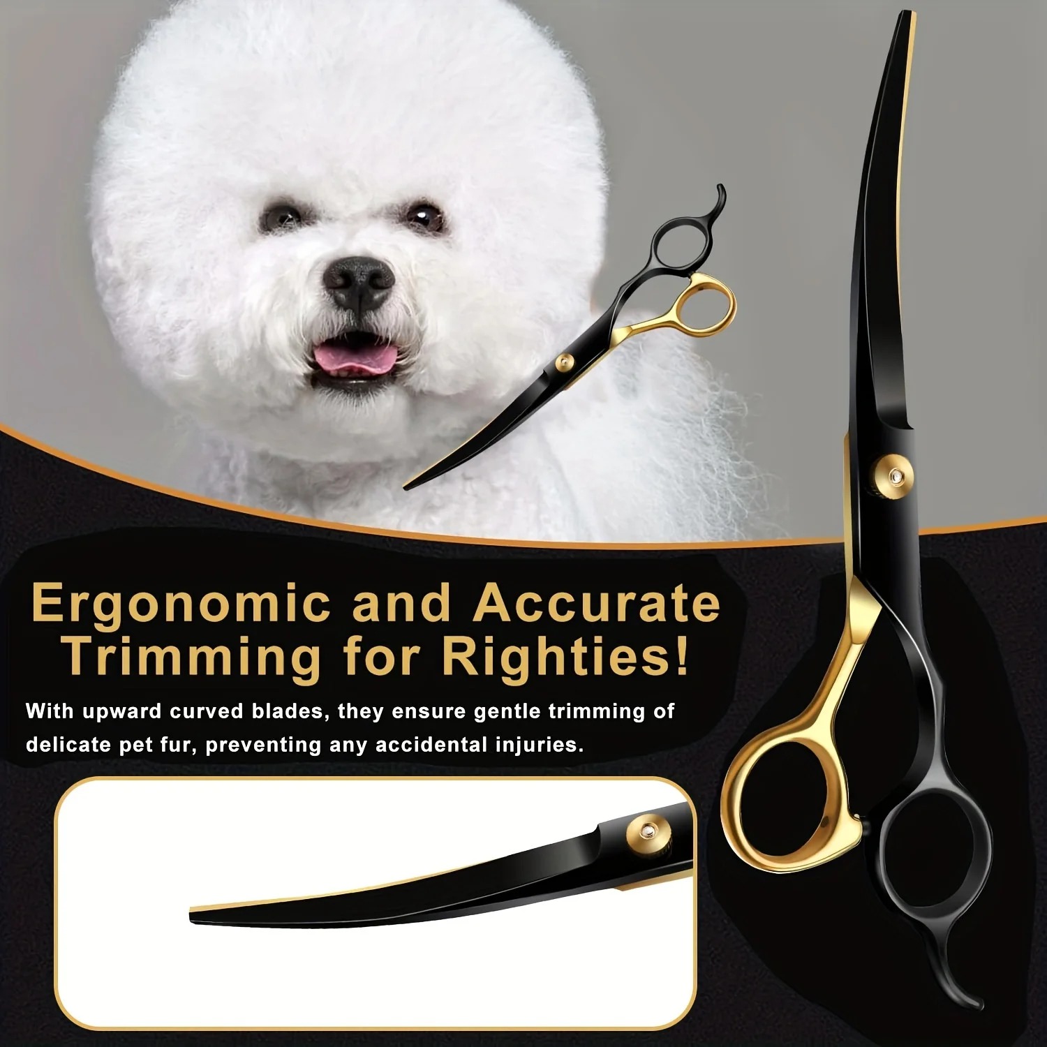 プロ仕様の7インチ湾曲型ペット用バリカン - 高品質ステンレ - Professional Pet Grooming Scissors Curved のレビューと価格