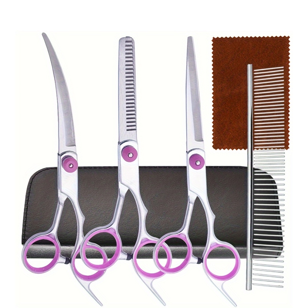 5点セット プロ仕様 犬用グルーミングハサミセット ステンレ - Professional Pet Grooming Scissors Curved のレビューと価格