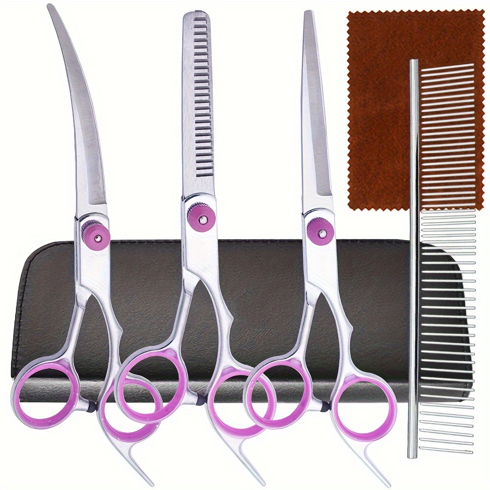 5点セット プロ仕様 犬用グルーミングハサミセット ステンレ - Professional Pet Grooming Scissors Curved のレビューと価格